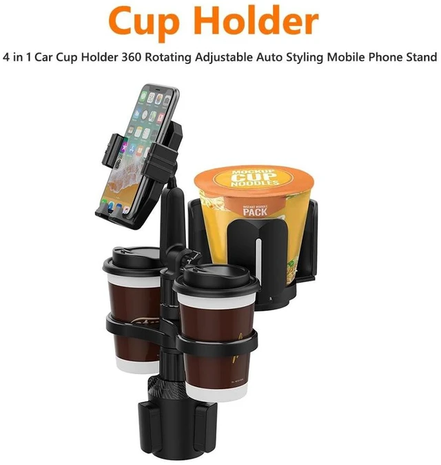 Alt view image 9 of 12 - 4 in 1 Car Cup Holder Expander with Cell Phone Holder Multifunction Car Drink Cup Bottle Holder 360 Rotating Car Cup Organizer(Green)