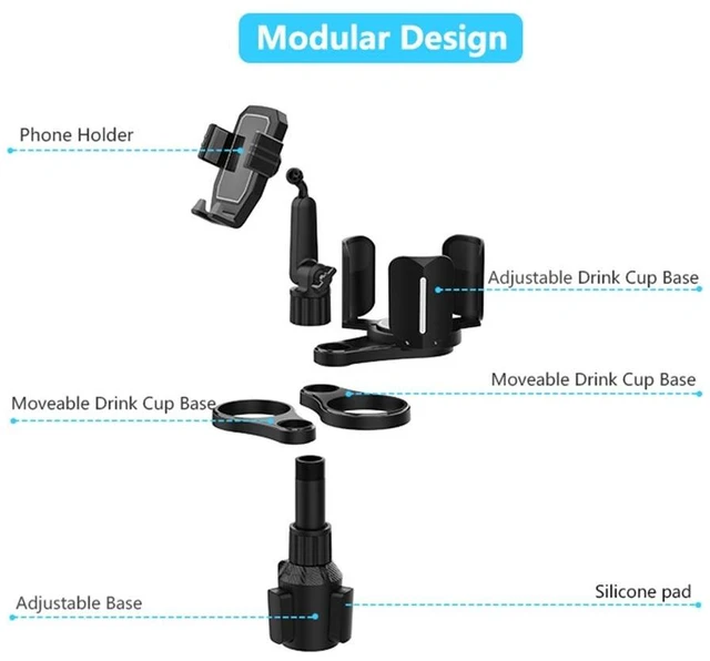 Alt view image 11 of 12 - 4 in 1 Car Cup Holder Expander with Cell Phone Holder Multifunction Car Drink Cup Bottle Holder 360 Rotating Car Cup Organizer(Green)
