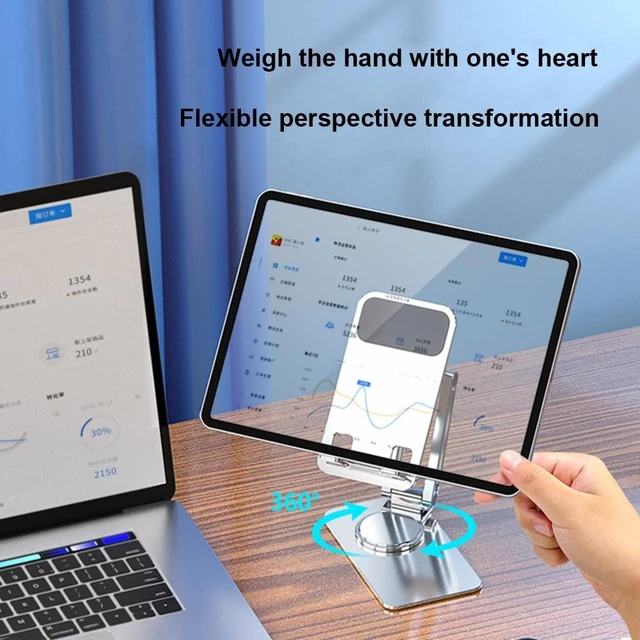 Alt view image 8 of 12 - Foldable Mobile Phone Stand Universal Handsfree Smartphone Holder Desk Bracket Adjustable Aluminium Alloy for Home Office(Telescopic Grey)