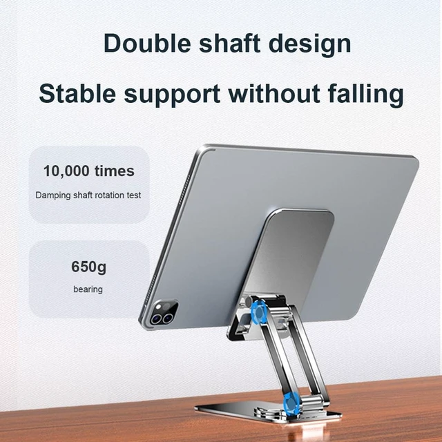 Alt view image 9 of 12 - Foldable Mobile Phone Stand Universal Handsfree Smartphone Holder Desk Bracket Adjustable Aluminium Alloy for Home Office(Telescopic Grey)