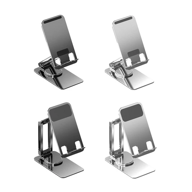 Alt view image 11 of 12 - Foldable Mobile Phone Stand Universal Handsfree Smartphone Holder Desk Bracket Adjustable Aluminium Alloy for Home Office(Telescopic Grey)
