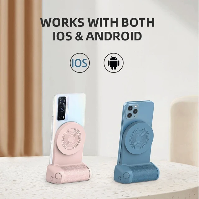 Alt view image 9 of 12 - Mobile Stand Camera Holder Grip Type-C Magnetic Selfie Photo Bracket Cellphone Bluetooth Anti-shake Selfie Wireless Charging(option 1-Pink)