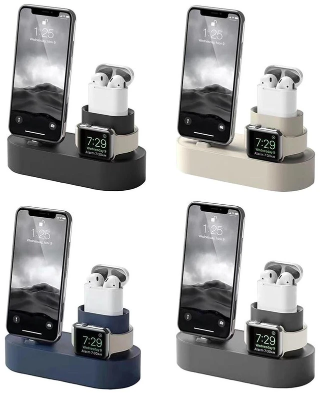 Alt view image 9 of 10 - 3-in-1 Phone Watch Bracket Silicone Multifunctional Charging Dock Station Anti Slip Accessories(Black)