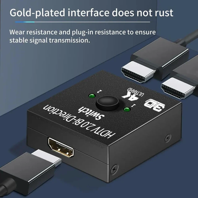 Alt view image 7 of 10 - HDMI-Compatible Splitter 4K Switch KVM Bi-Direction 1x2/2x1 HDMI-compatible Switcher 2 in1 Out for PS4/3 TV Box Switcher Adapter