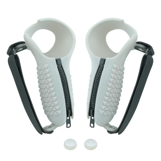 Alt view image 2 of 2 - Anti-Throw Controller Shells Grips Rocker Caps for 4 VR Handle Protective Pouch VR Controller Sleeves Lightweight(White)
