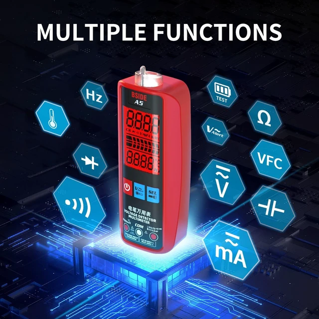 Alt view image 9 of 12 - A5 Professional LCD Multimeter Esr Meter Voltage Detector Pen Ammeter Ohm Hz Capacitance Tester Continuity Beep Function