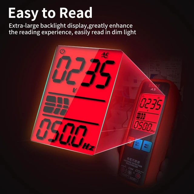 Alt view image 11 of 12 - A5 Professional LCD Multimeter Esr Meter Voltage Detector Pen Ammeter Ohm Hz Capacitance Tester Continuity Beep Function