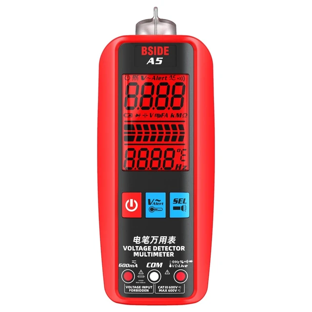 Alt view image 7 of 12 - A5 Professional LCD Multimeter Esr Meter Voltage Detector Pen Ammeter Ohm Hz Capacitance Tester Continuity Beep Function
