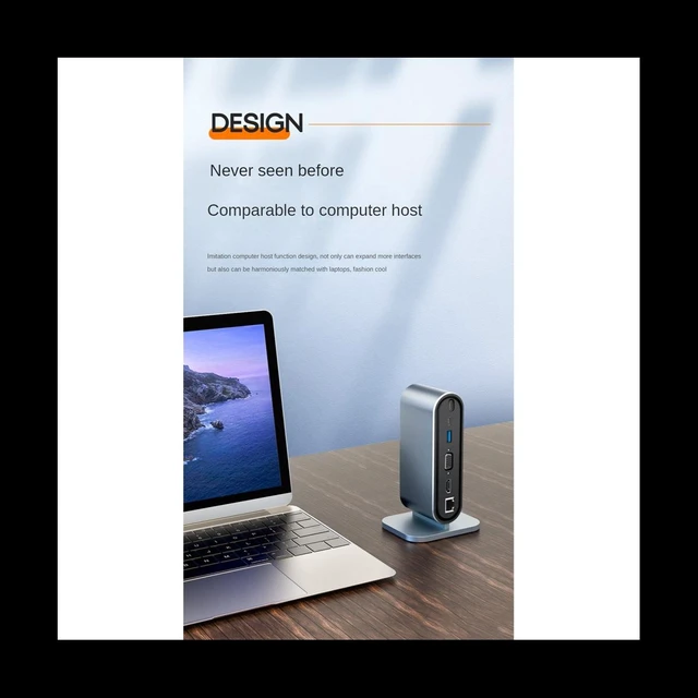 Alt view image 12 of 12 - 12 in 1 Type C HUB USB 3.0 Vertical Dock Station USB-C Splitter TF Reader Ethernet Adapter 4K PD 100W for Laptop PC
