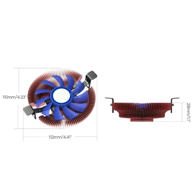 Alt view image 10 of 10 - E86 Utral Thin 28mm PWM Fan Cooler 1U Server HTPC Mini PC Cooling Fan Low Noise CPU Radiators For LGA775/155/1156/AM4