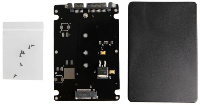 Alt view image 8 of 12 - B+M Key Socket 2 M.2 NGFF (SATA) SSD to 2.5 SATA Adapter Card with Case New