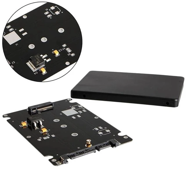Alt view image 10 of 12 - B+M Key Socket 2 M.2 NGFF (SATA) SSD to 2.5 SATA Adapter Card with Case New