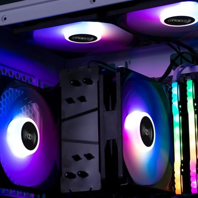Alt view image 11 of 12 - RS120 ARGB 120mm Cooling Fan 4Pin PWM Adjust Speed Fan Computer Case Fan 24.8-59.6CFM Strong Air Volume Computer Fans (Black)