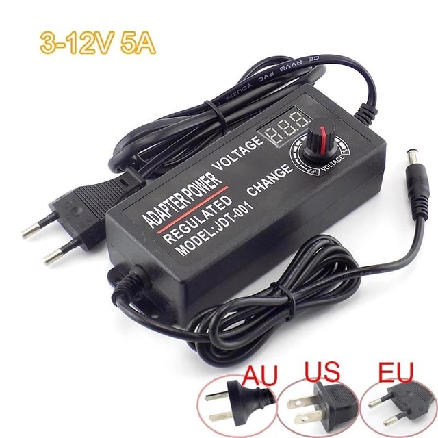 Alt view image 7 of 12 - AC 100-220V to DC 3-12V 5A Adjustable Power Adapter Power Supply CCTV Camera for Led Strip Light Display Screen Charger L19 (AU Plug)
