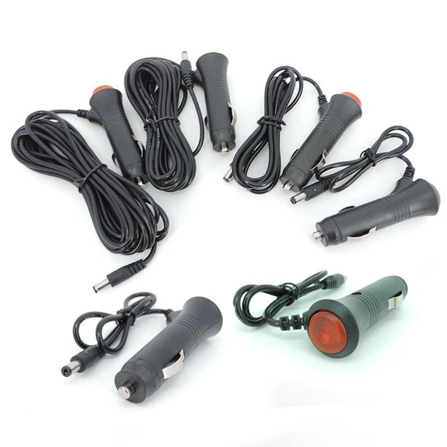 Alt view image 8 of 12 - DC 12V 24V Car Adapter Charger Lighter Power extension cable Plug Cord Switch For Car Monitor Camera 2.1x5.5mm L1(1.5m)