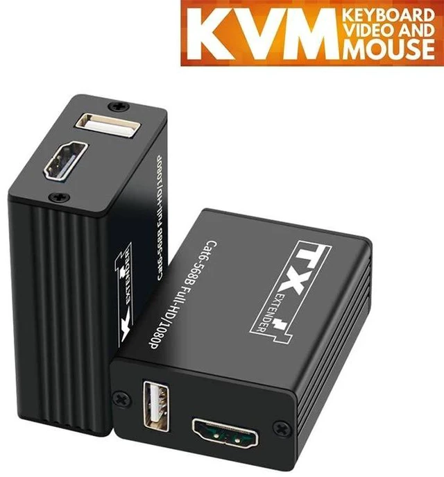 Alt view image 7 of 12 - HDMI KVM Extender over Single Rj45 Cat6 Cable up to 30M HDMI USB Extender with 1 Port USB Support USB Mouse for DVR PC Monitor