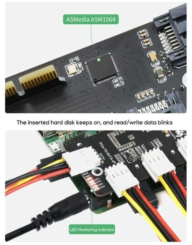 Alt view image 9 of 12 - PCIE to SATA Adapter PCIE to SATA3.0 Expansion Card 4Port SATA3.0 Expansion Card Adapter 6Gbps Speed SATA Interface