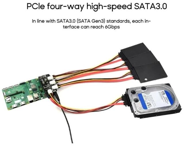 Alt view image 12 of 12 - PCIE to SATA Adapter PCIE to SATA3.0 Expansion Card 4Port SATA3.0 Expansion Card Adapter 6Gbps Speed SATA Interface