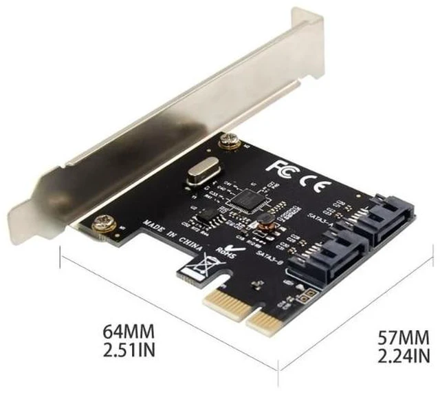 Alt view image 12 of 12 - PCI-Express ASM1061 Single Chip Sata Expansion Card PCI-E to 2 Sata Gen3 6Gb Host Controller Adapter