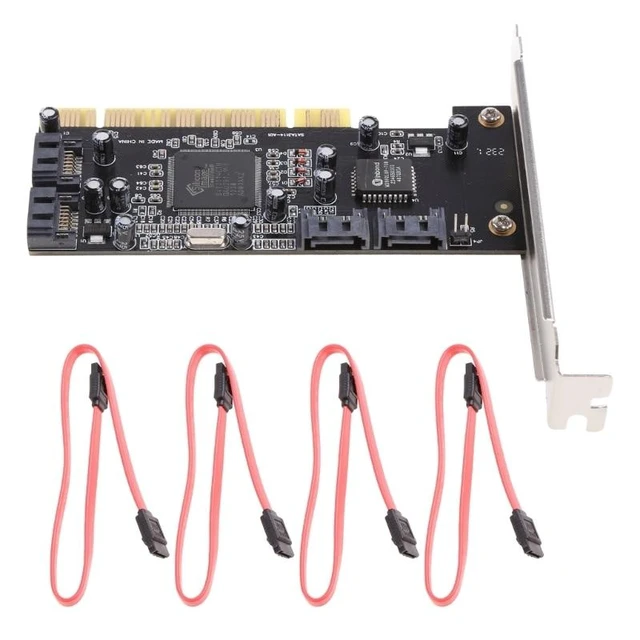 Alt view image 7 of 12 - Internal PCI Sata Raid Controller Expansion Card PCI to 4 Sata Ports Adapter Converter for Desktop PC Support HDD SSD