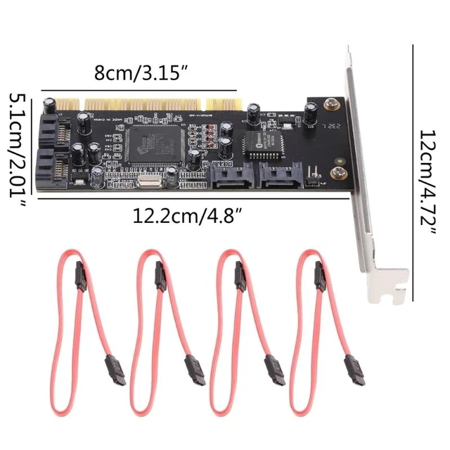 Alt view image 12 of 12 - Internal PCI Sata Raid Controller Expansion Card PCI to 4 Sata Ports Adapter Converter for Desktop PC Support HDD SSD