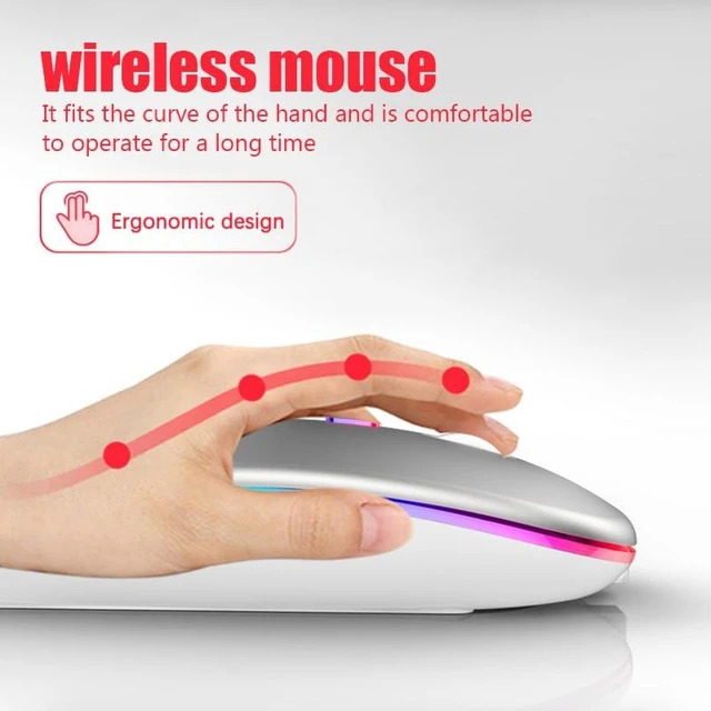 Alt view image 9 of 12 - Rechargeable Bluetooth Wireless Mouse with 2.4GHz USB RGB 1600DPI Mouse for Computer Laptop Tablet PC Macbook Gaming Mouse Gamer(Dual Mode Wireless)
