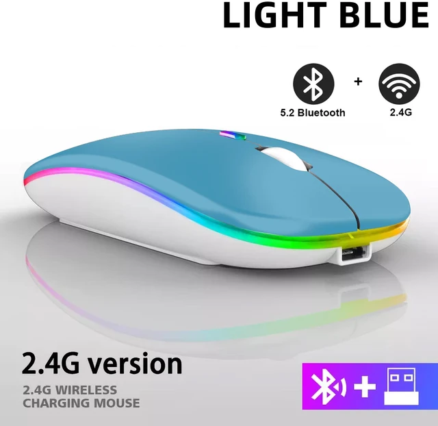 Alt view image 7 of 12 - Rechargeable Bluetooth Wireless Mouse with 2.4GHz USB RGB 1600DPI Mouse for Computer Laptop Tablet PC Macbook Gaming Mouse Gamer(Dual Mode Wireless)
