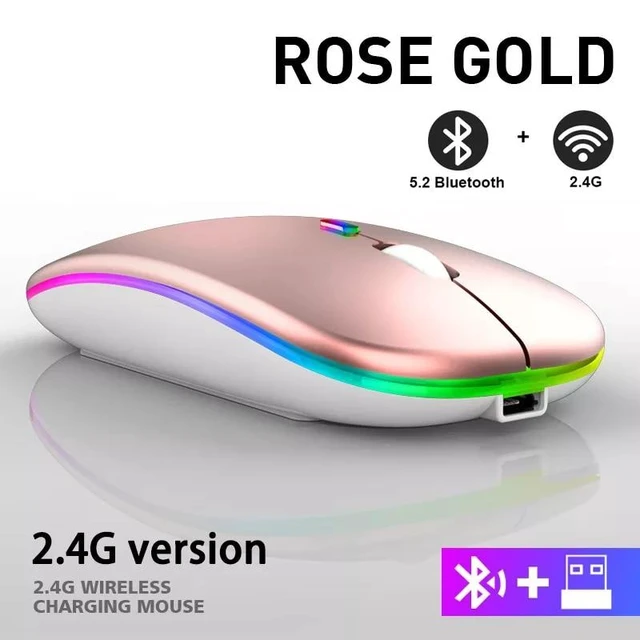 Alt view image 7 of 12 - Rechargeable Bluetooth Wireless Mouse with 2.4GHz USB RGB 1600DPI Mouse for Computer Laptop Tablet PC Macbook Gaming Mouse Gamer(Dual Mode Wireless)