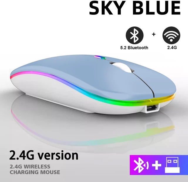 Alt view image 7 of 12 - Rechargeable Bluetooth Wireless Mouse with 2.4GHz USB RGB 1600DPI Mouse for Computer Laptop Tablet PC Macbook Gaming Mouse Gamer(Dual Mode Wireless)