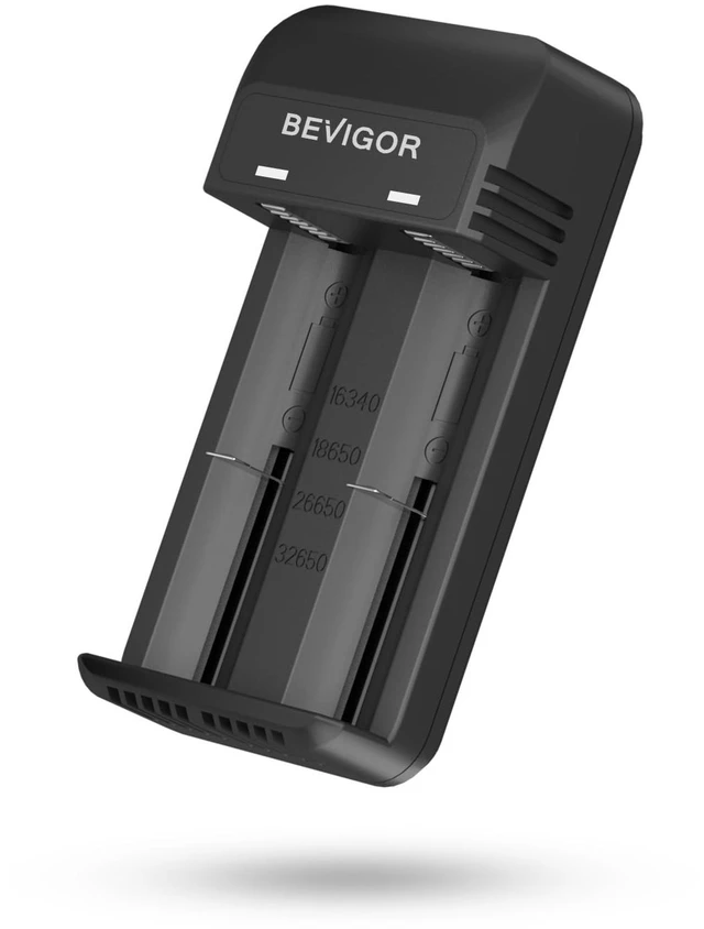 Alt view image 8 of 14 - 18650 Battery Charger, 2-Bay Smart USB C Charger for 3.7V 16340 17670 18350 18500 18650 26650 32650 Lithium Rechargeable Batteries, LED Indicator & Overcharge Protection, Charger ONLY