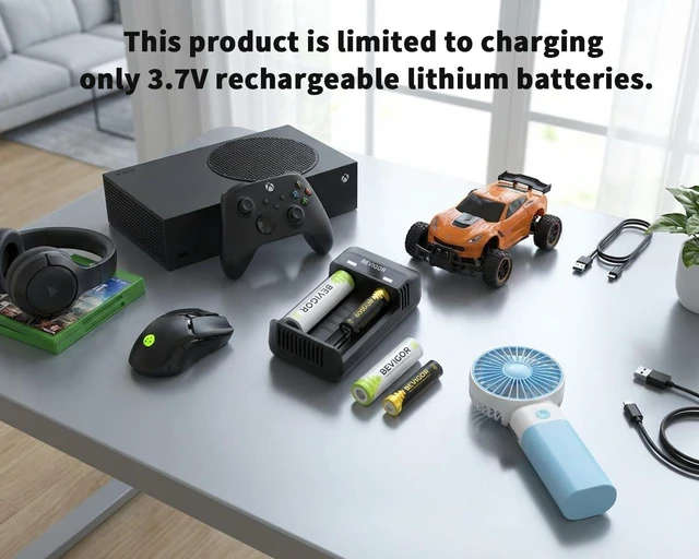 Alt view image 10 of 14 - 18650 Battery Charger, 2-Bay Smart USB C Charger for 3.7V 16340 17670 18350 18500 18650 26650 32650 Lithium Rechargeable Batteries, LED Indicator & Overcharge Protection, Charger ONLY