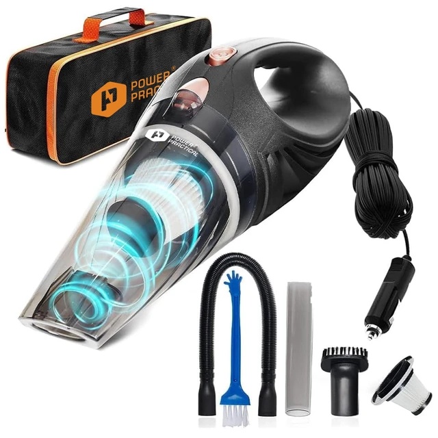 Alt view image 8 of 14 - Car Vacuum Cleaner - Portable, High Power, Handheld Vacuums w/ 3 Attachments, 16 Ft Cord & Bag - 12v, Auto Accessories Kit for Interior Detailing - Black
