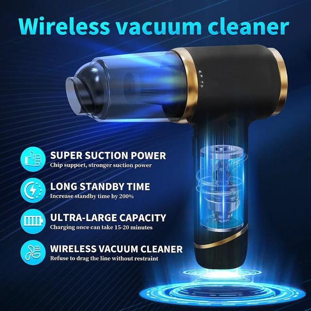 Alt view image 2 of 5 - DUCK PATO Handheld Vacuum Cleaner with 15000PA Powerful Suction Force, Wireless Vacuum Cleaner, Portable Vehicle-Mounted Vacuum Cleaner, Suitable for Home and car, Black
