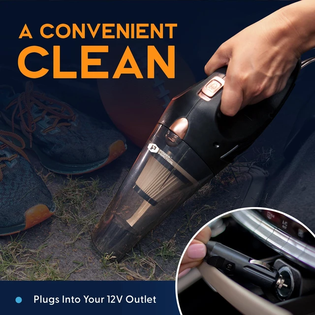 Alt view image 12 of 14 - Car Vacuum Cleaner - Portable, High Power, Handheld Vacuums w/ 3 Attachments, 16 Ft Cord & Bag - 12v, Auto Accessories Kit for Interior Detailing - Black