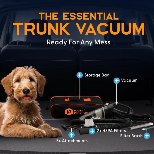 Alt view image 14 of 14 - Car Vacuum Cleaner - Portable, High Power, Handheld Vacuums w/ 3 Attachments, 16 Ft Cord & Bag - 12v, Auto Accessories Kit for Interior Detailing - Black