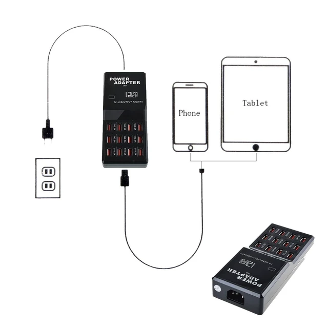 Alt view image 16 of 20 - USB Charger Station,12-Port 60W Multiple USB Charging Station,Multi Ports Charger Charging for SmartphonesTabletsand Other Devices.