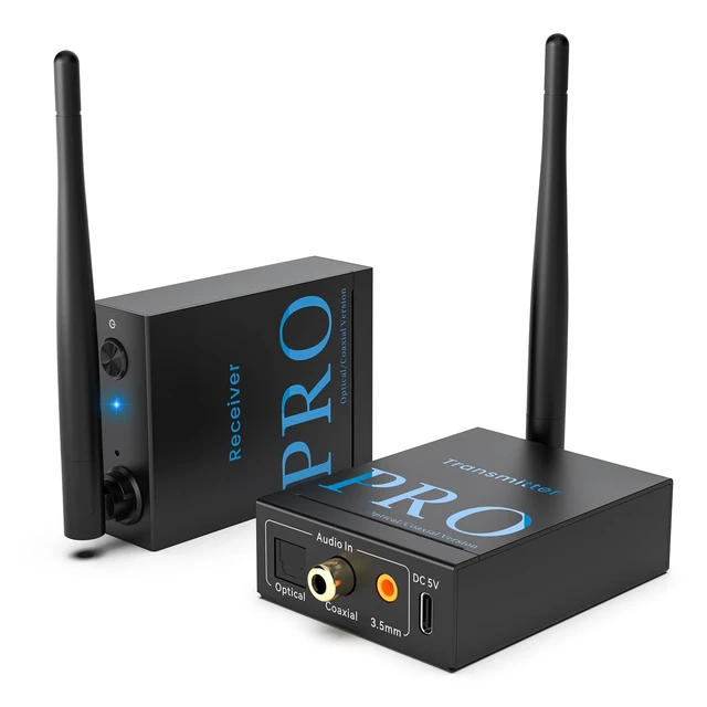 Alt view image 15 of 20 - 2.4GHz Wireless Audio Transmitter and Receiver (1 TX+1 RX), HiFi Audio, 20ms Low Latency, 328ft Long Range Wireless Kit for Speaker/Stereo/Soundbar, Optical/Coaxial/3.5mm(RCA) Ports