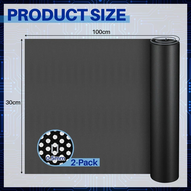 Alt view image 9 of 14 - 2 Pack PC Dust Filter Roll 1000x300mm PVC Mesh Cover Floor Vent Cover for PC Case, Gaming Rigs & Office Computers, 0.5mm Holes, No Magnetic Strip(Black)