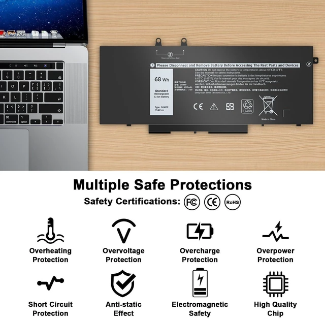 Alt view image 8 of 12 - 68WH 3HWPP Laptop Battery Replacement for Dell Latitude 5410 5510 5501 5401 5411 5511 Precision 3541 3551 Inspiron 7706 7500 7506 15.2V
