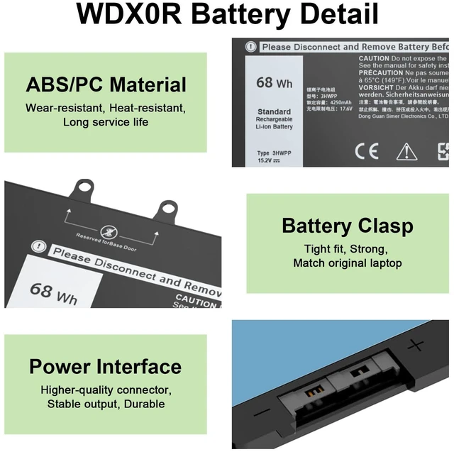Alt view image 11 of 12 - 68WH 3HWPP Laptop Battery Replacement for Dell Latitude 5410 5510 5501 5401 5411 5511 Precision 3541 3551 Inspiron 7706 7500 7506 15.2V