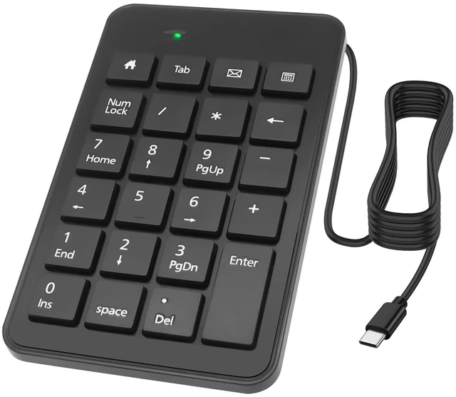 Alt view image 8 of 14 - USB Type-C Number Pad Wired 23 Keys Type-C Numeric Keypad with Tab, Home, Email & Calculator Keys for Laptop, PC, Desktop, Computer, Notebook -1 Pcs