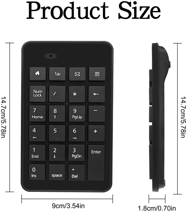Alt view image 9 of 14 - USB Type-C Number Pad Wired 23 Keys Type-C Numeric Keypad with Tab, Home, Email & Calculator Keys for Laptop, PC, Desktop, Computer, Notebook -1 Pcs