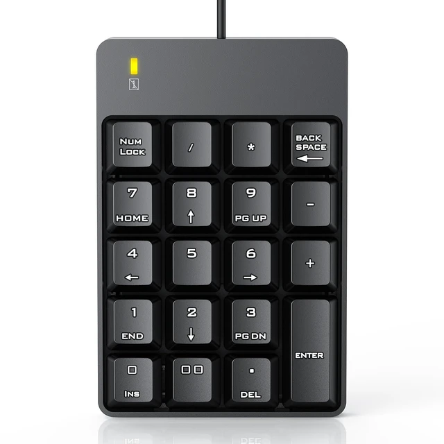 Alt view image 8 of 14 - Wired Number Pad, USB Numeric Keypad 19 Key Number Keypad Keyboard for Laptop PC Computer Notebook, Big Print Letters - Black