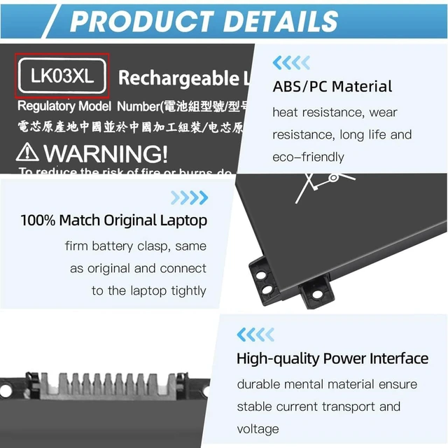 Alt view image 19 of 20 - LK03XL Battery for HP Envy X360, L09281-855 Battery Replacement for HP Envy X360 Convertible 15m-cn0011dx 15m-cn0012dx 15m-cn0xxx 17m-bw0013dx 17m-ae1xx 15m-bp112dx 916814-855 916368-421 LKO3XL