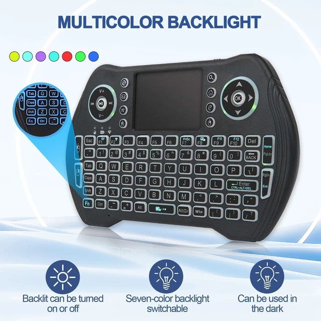 Alt view image 10 of 14 - Backlit Mini Wireless Keyboard with Touchpad Mouse Combo Remote Control with Rechargeable Li-ion Battery and Multimedia Keys for Android TV Box HTPC PS3 Smart TV PC X-Box Linux Windows MacOS
