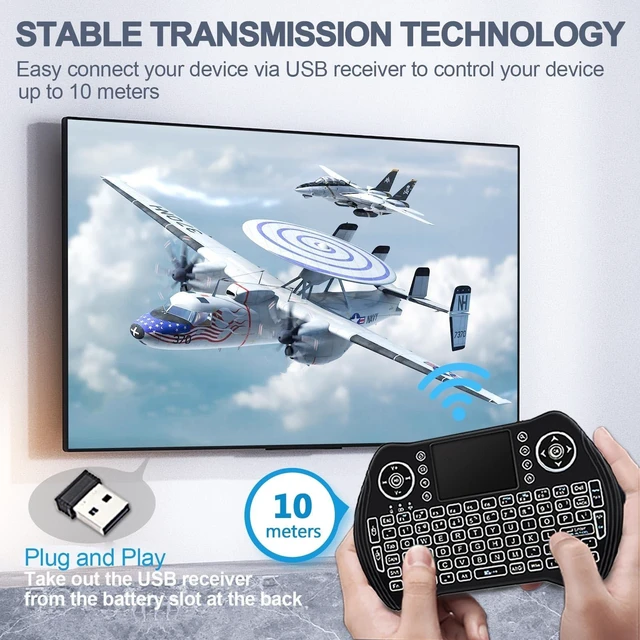 Alt view image 9 of 14 - Backlit Mini Wireless Keyboard with Touchpad Mouse Combo Remote Control with Rechargeable Li-ion Battery and Multimedia Keys for Android TV Box HTPC PS3 Smart TV PC X-Box Linux Windows MacOS