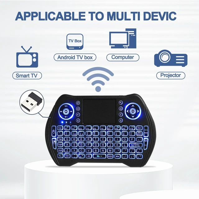 Alt view image 11 of 14 - Backlit Mini Wireless Keyboard with Touchpad Mouse Combo Remote Control with Rechargeable Li-ion Battery and Multimedia Keys for Android TV Box HTPC PS3 Smart TV PC X-Box Linux Windows MacOS