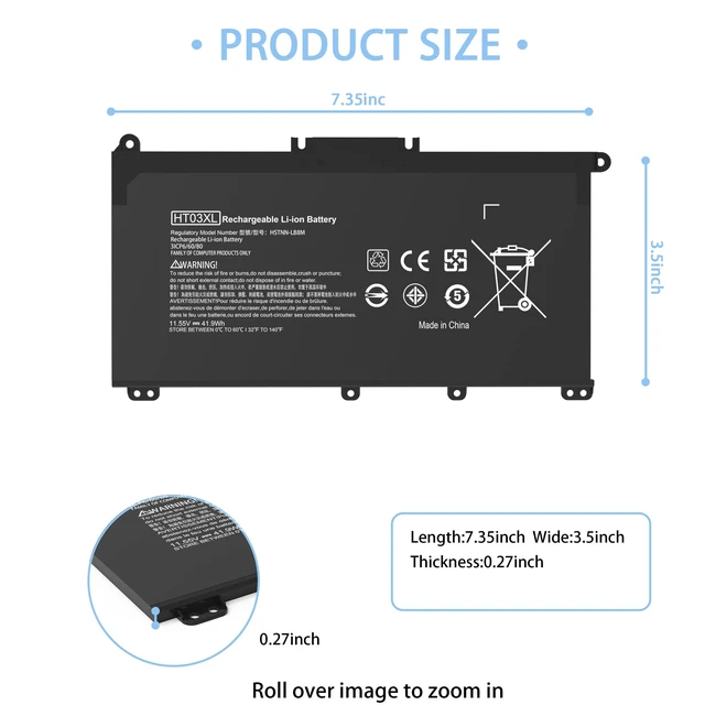 Alt view image 13 of 14 - HT03XL L11119-855 Laptop Battery Replacement for HP Pavilion 15-DA 15-DB 15-DW 15-CS 15-DY 17-by 17-CA 14-CE 14-CF 14-DF 14-DQ 14-DK Series 15-CS0053CL 15-DA0014DX HSTNN-UB7J HT03041XL