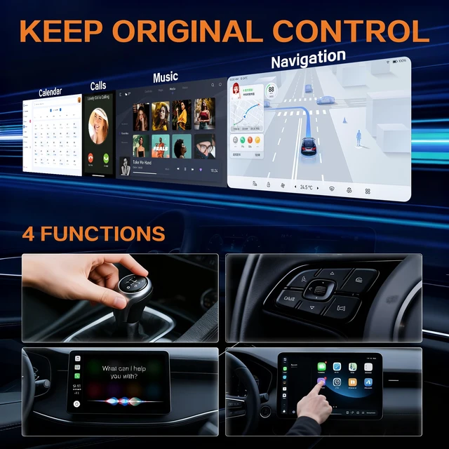 Alt view image 3 of 7 - 2026 Wireless CarPlay Adapter for iPhone,2 in 1 for Apple Carplay and Android Auto Adapter,Mini carplay Wireless Adapter Convert Wired to Wireless, Plug & Play, USB to USB-C/Type-C (Orange)