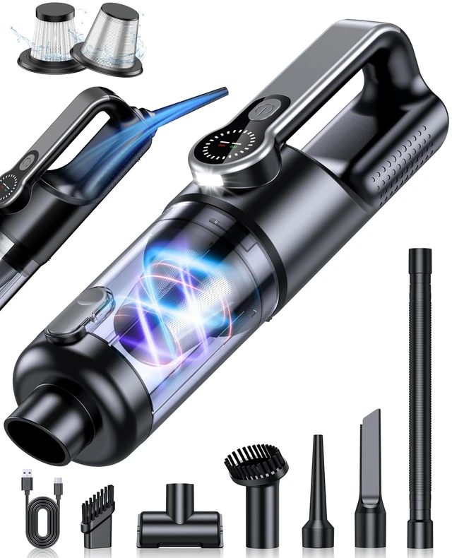 Main image of FAOGO Cordless Handheld Vacuum Cleaner, 2-in-1 Vacuum & Blower, 36000Pa Suction Brushless Motor, Car Vacuum with LED Light, Lightweight, Portable for Car, Home, Office and Outdoor Use, Carbon Black